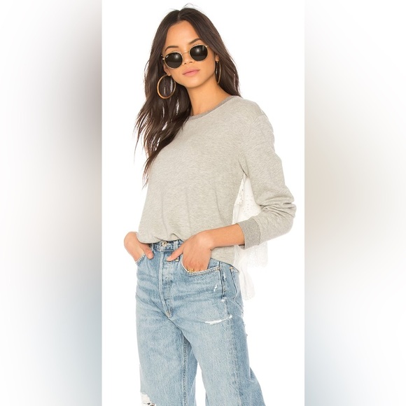 Joie from Revolve - Devra Gray White Sweater, Embroidered Back Detail - Small - Picture 1 of 15